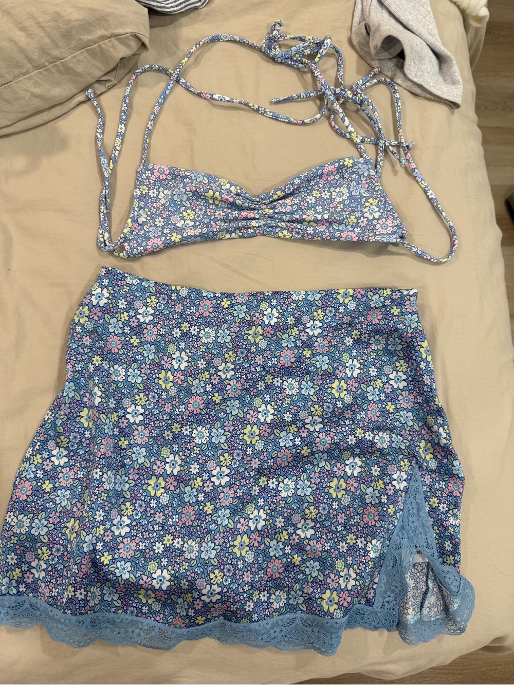 Frankie's Bikinis Light Blue Floral Two-Piece Set